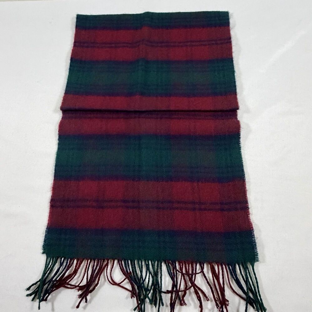 Vintage Johnstons of Elgin Scottish Wool Scarf Lindsay Plaid Fringe Defect